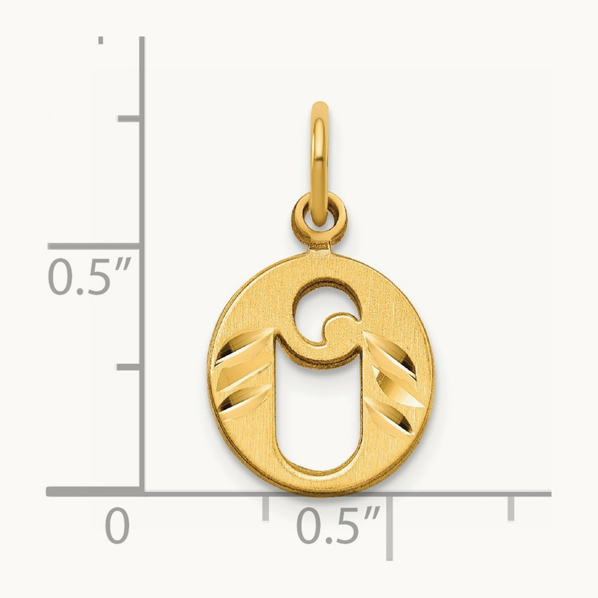 Diamond-cut Initial Charm — 14K Yellow Gold, O