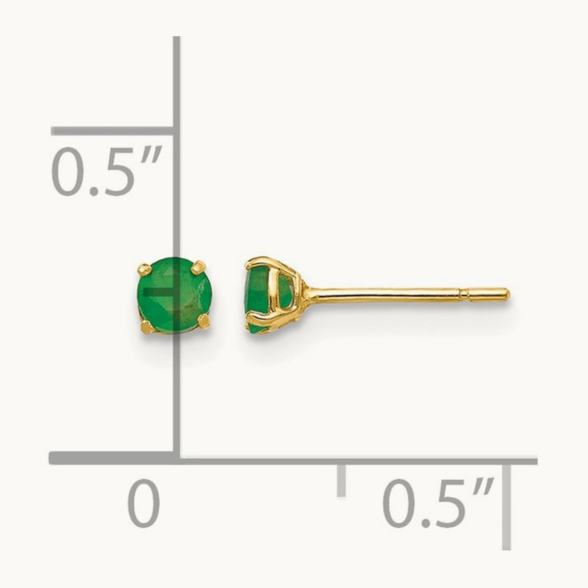 Madi K Round Emerald Post Earrings, 3mm, 14K