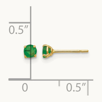 Madi K Round Emerald Post Earrings, 3mm, 14K