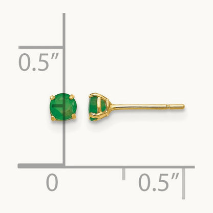 Madi K Round Emerald Post Earrings, 3mm, 14K