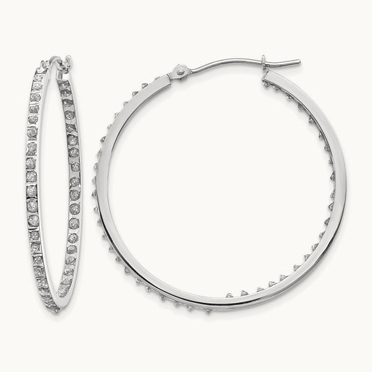 WG Diamond Fascination Dia. Dust/Accent Hoop Earrings, 14K