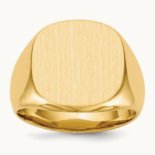 17.0x16. Closed Back Mens Signet Ring, 0mm, 14K
