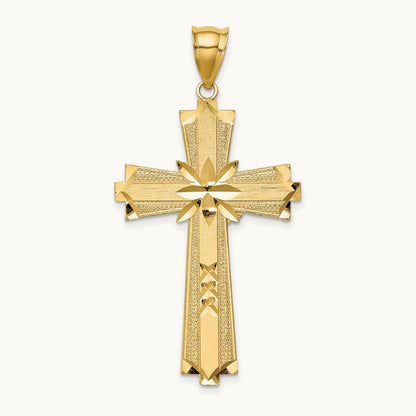 Diamond-cut Cross Pendant, 14K
