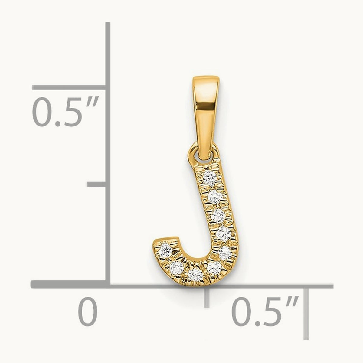 Diamond Initial with Bail Pendant — 14K Yellow Gold, J