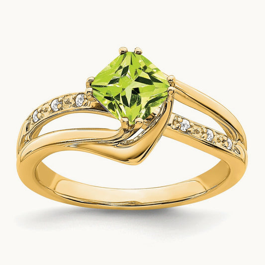 Peridot and Diamond Ring, 14K