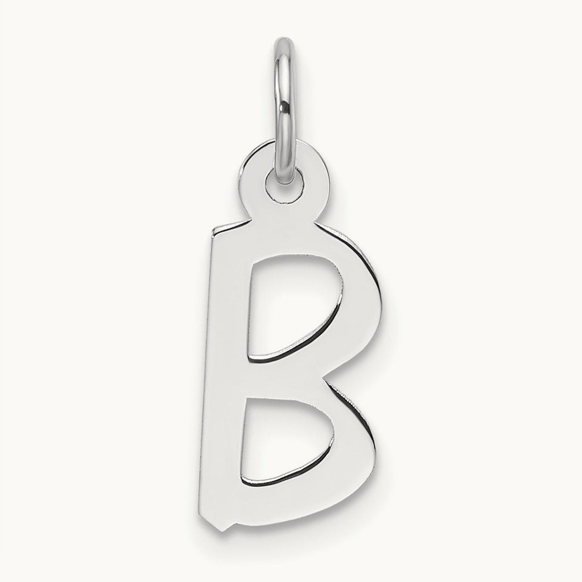 Slanted Block Initial Charm — 14K White Gold, B