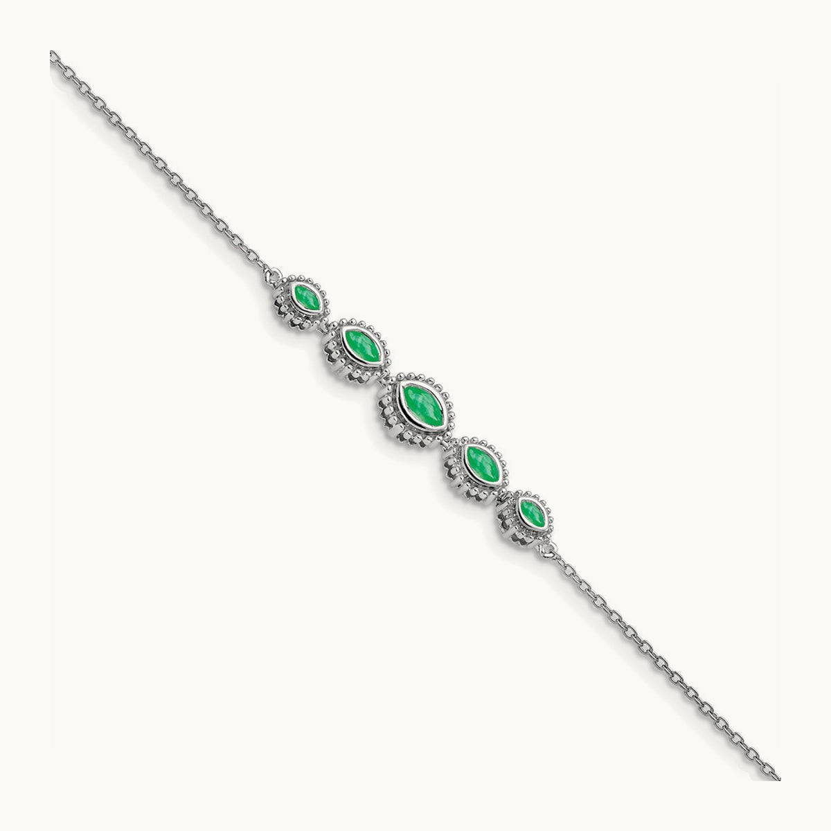 Marquise Emerald Bracelet, 14K White Gold