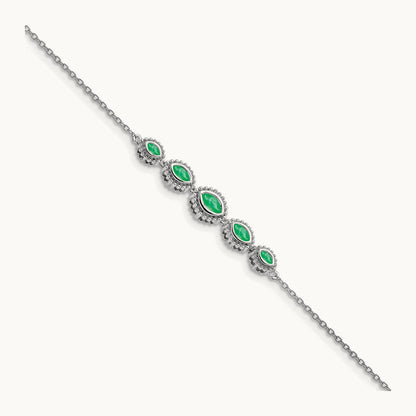 Marquise Emerald Bracelet, 14K White Gold