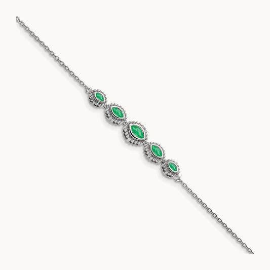 Marquise Emerald Bracelet, 14K White Gold