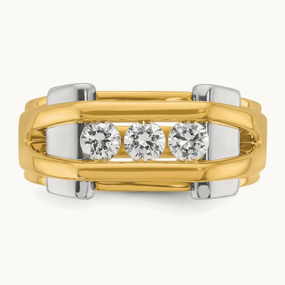 IBGoodman Men's Polished 3-Stone Diamond Ring, 14K Two-tone
