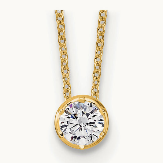Solitaire Slide Necklace, 0.50-1.00 ct tw Lab-Grown Diamond — 1/2 ct, 14K Yellow Gold