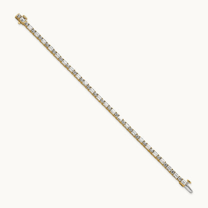 Emerald/Round Tennis Bracelet, 7.00 ct tw Lab-Grown Diamond — 14K Yellow Gold
