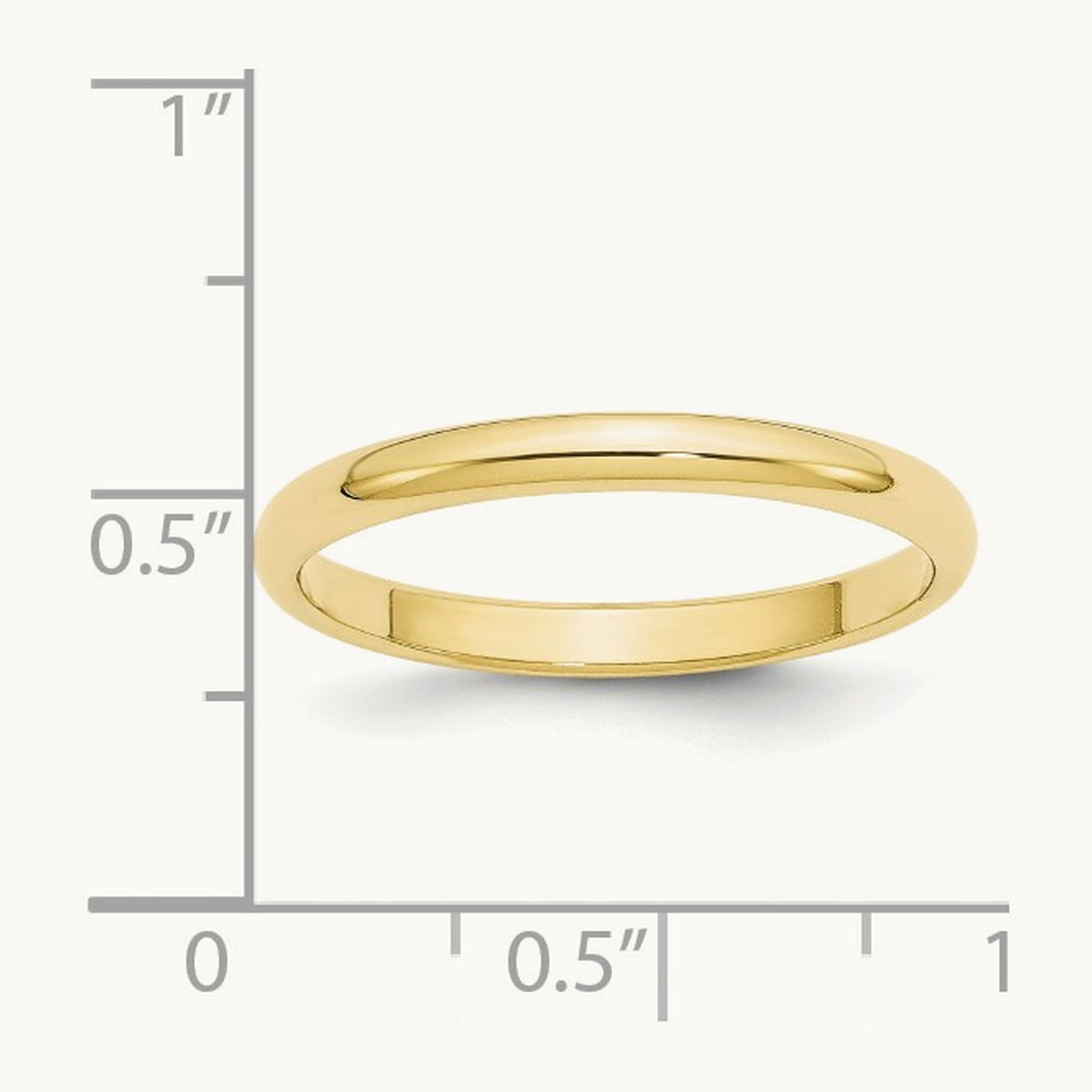 Half Round Band, 2.5mm, 10K Yellow Gold