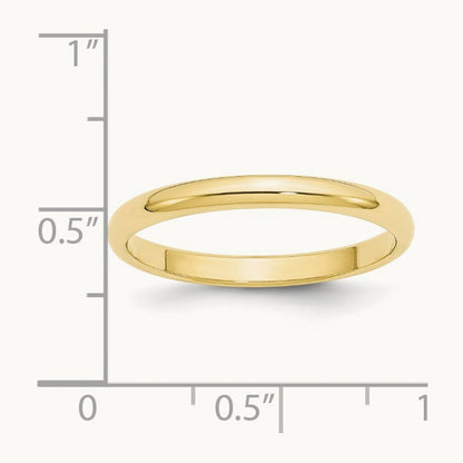 Half Round Band, 2.5mm, 10K Yellow Gold
