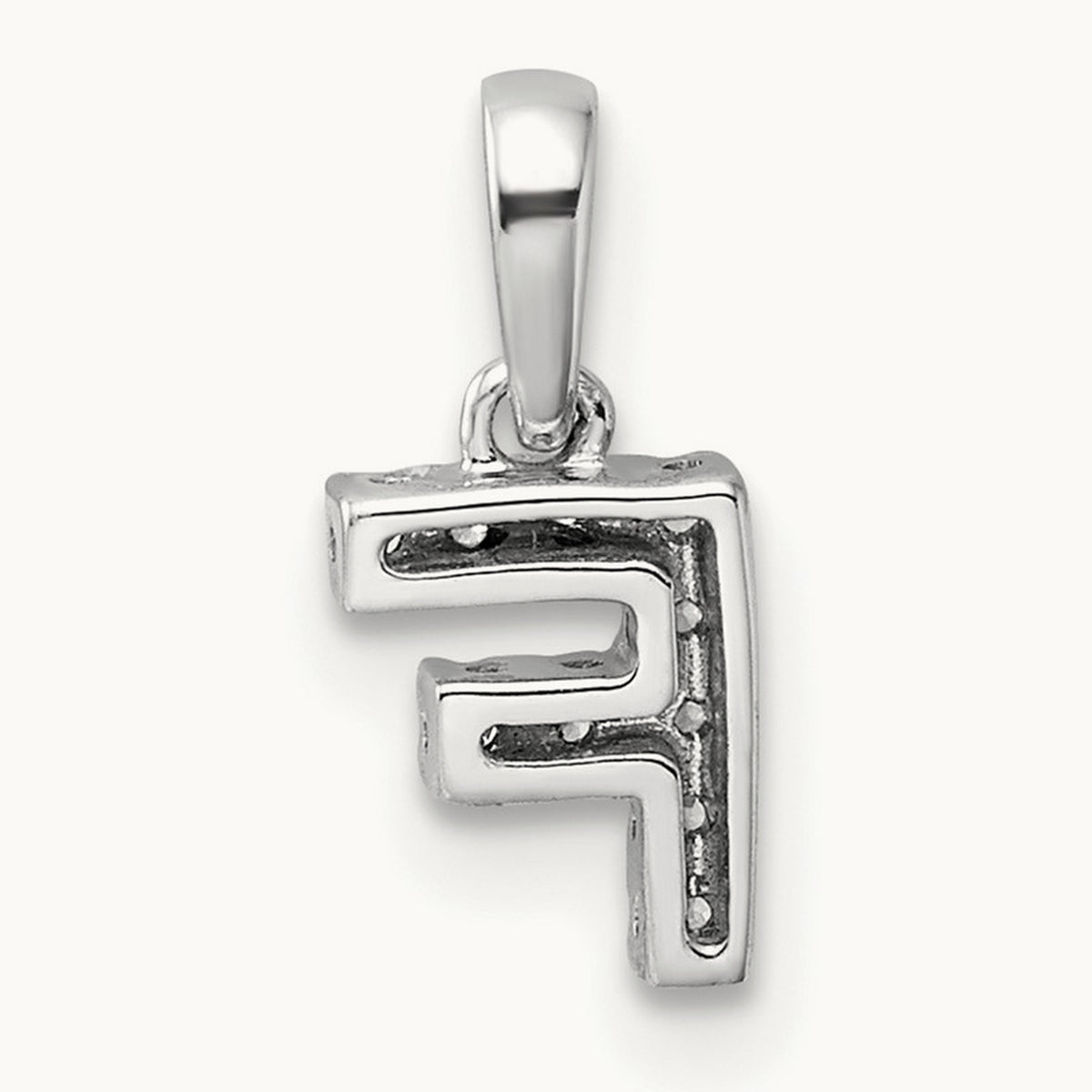 Diamond Initial with Bail Pendant — 14K White Gold, F