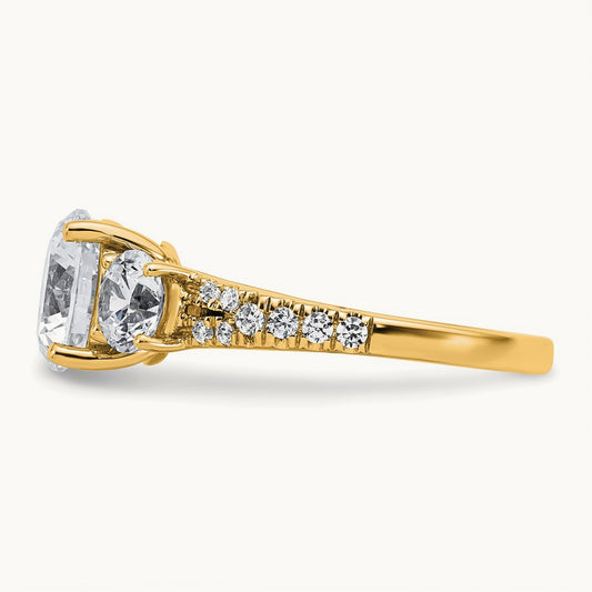 3 Stone Oval Ring — 14K Yellow Gold, 7
