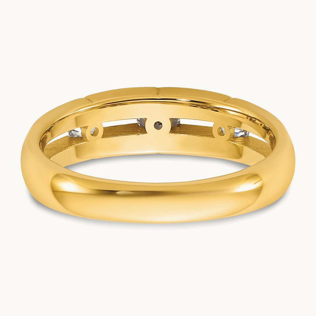 Setting: IB Goodman Men's Polished 3-Stone Diamond Ring Mounting, 14K Gold — 14K Yellow Gold