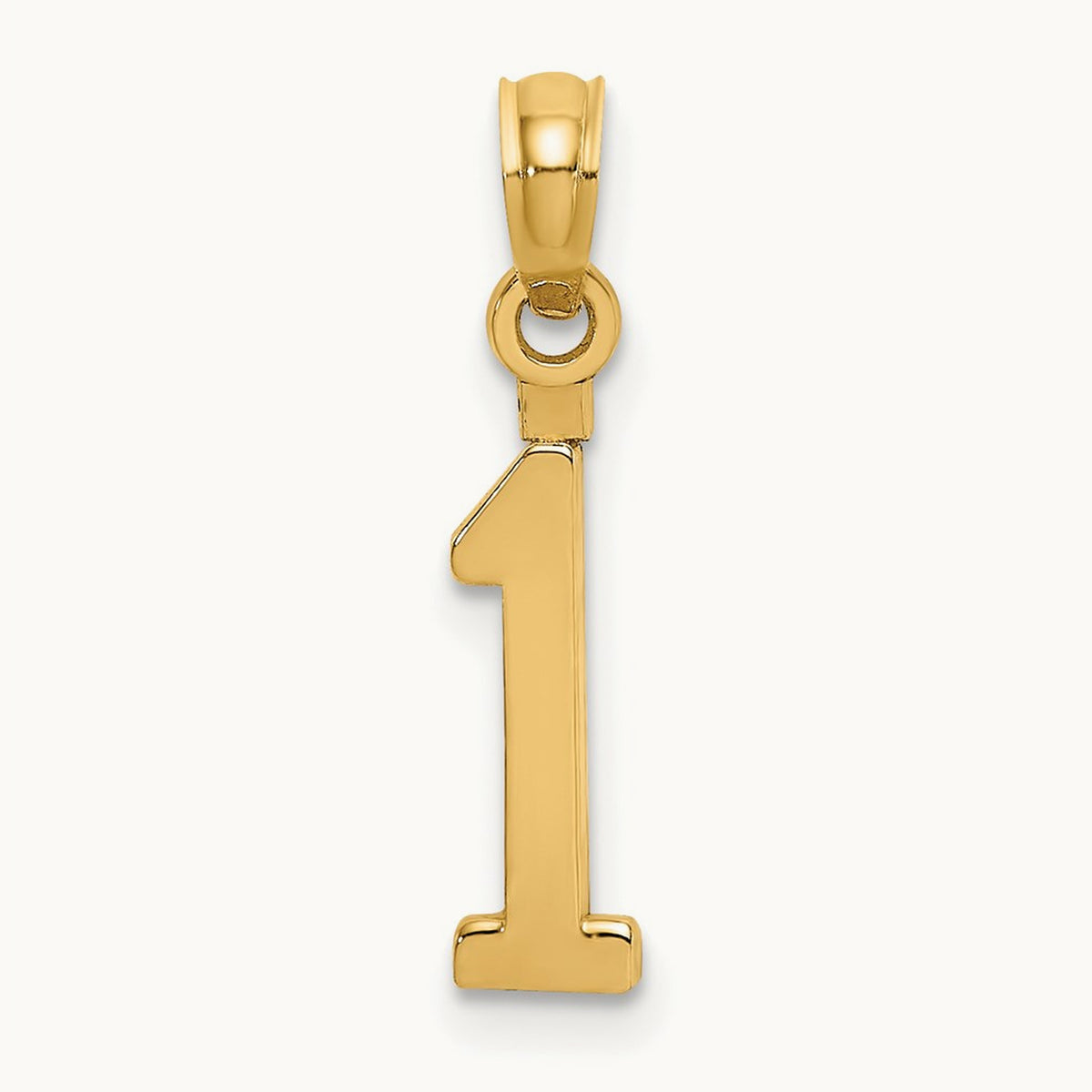 Polished Number 1 Pendant — 14K Yellow Gold, 18.83mm