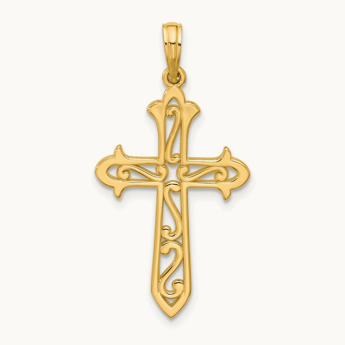 Polished Cross Pendant, 14K