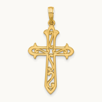 Polished Cross Pendant, 14K