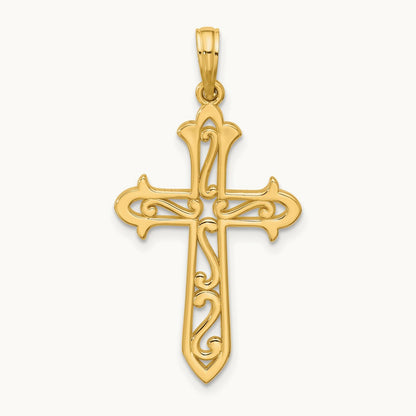 Polished Cross Pendant, 14K