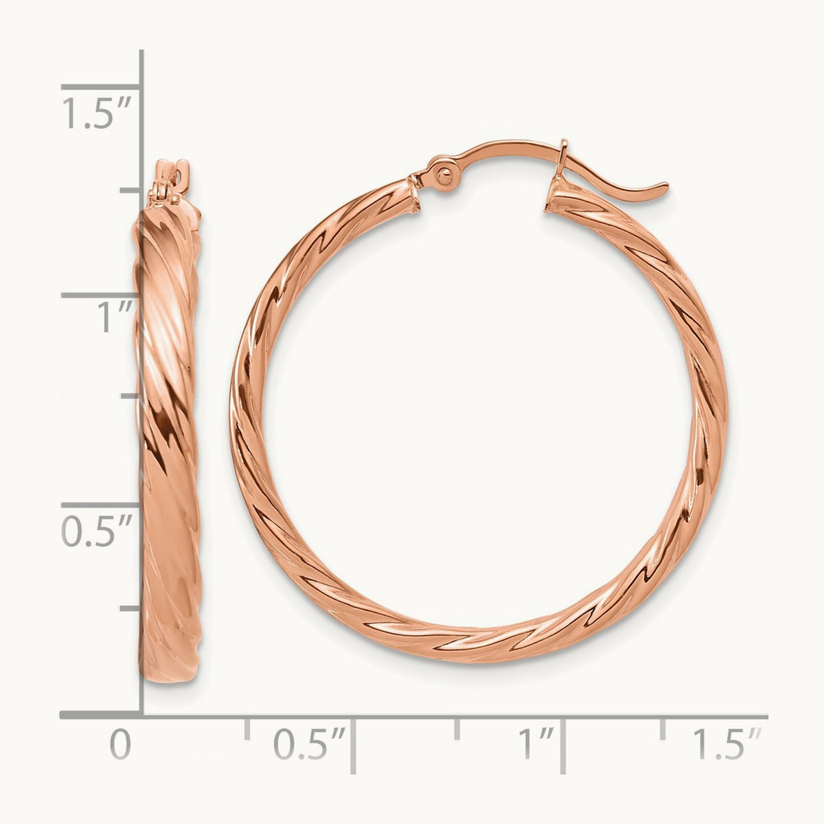 Large Patterned Hoop Earrings — 14K Rose Gold