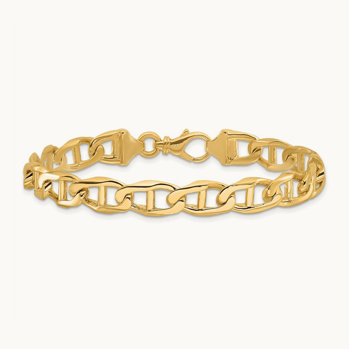Hand-polished Anchor Link Bracelet — 14K Yellow Gold, 9mm