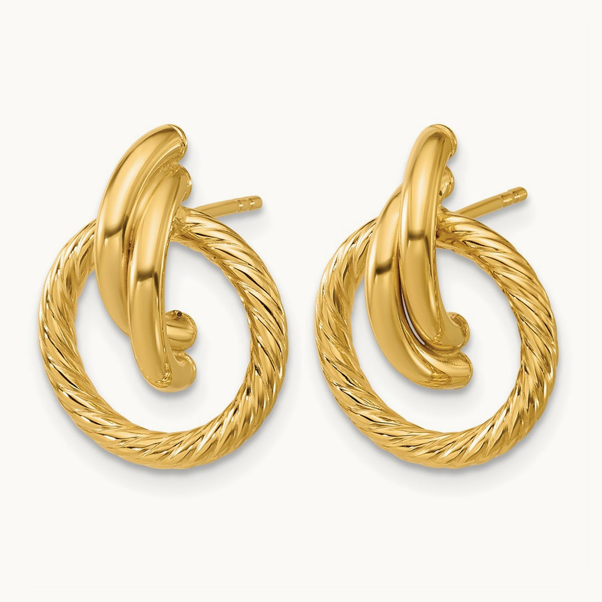 Polished and Twisted Circles Drop Post Earrings, 14K — Leslie's