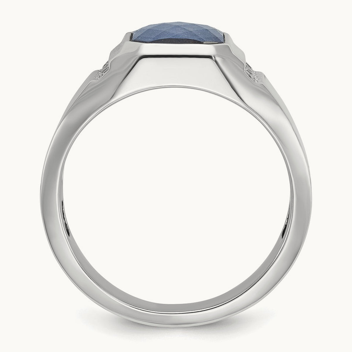 IBGoodman Sapphire Doublet/Diamond Complete Ring, 14K White Gold