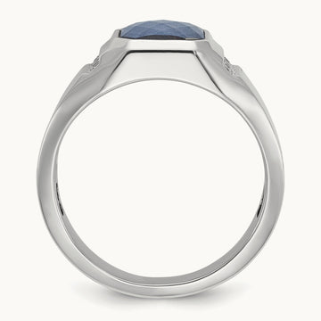 IBGoodman Sapphire Doublet/Diamond Complete Ring, 14K White Gold