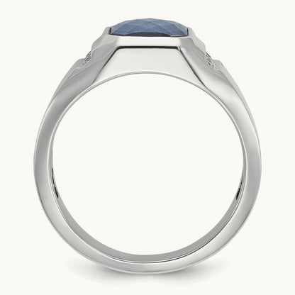 IBGoodman Sapphire Doublet/Diamond Complete Ring, 14K White Gold