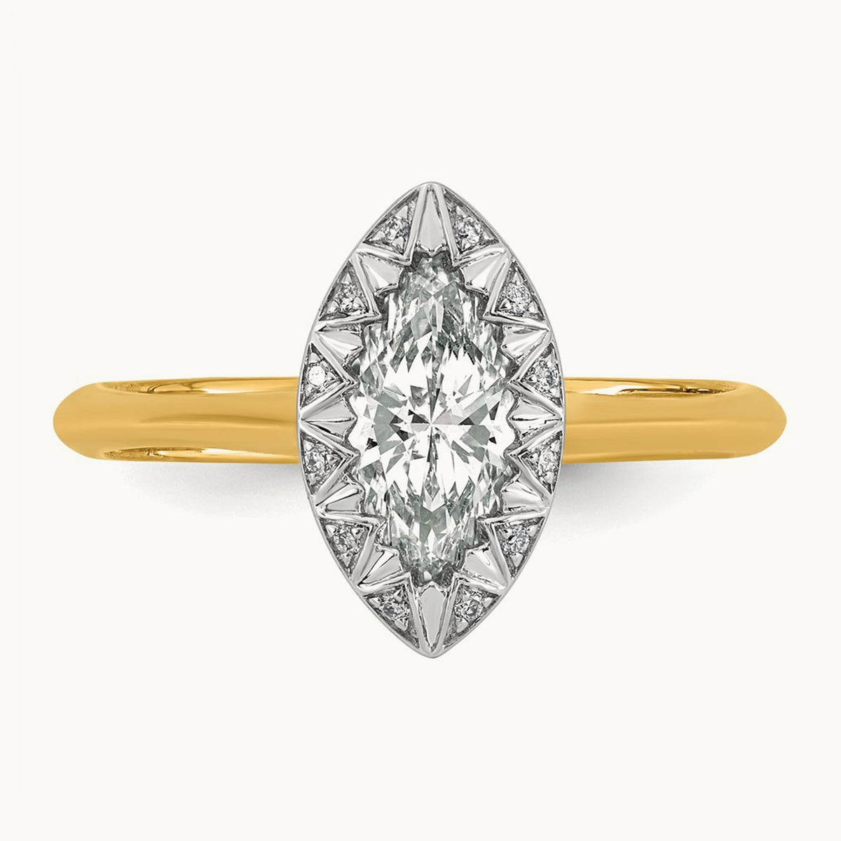 With Rhodium Marquise Center Ring, 1.00 ct tw Lab-Grown Diamond
