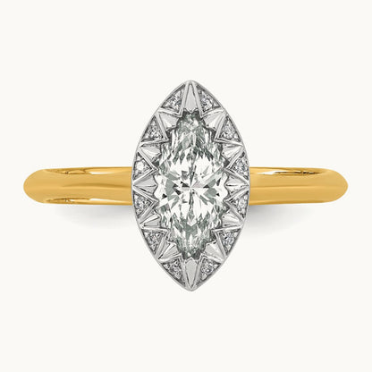 With Rhodium Marquise Center Ring, 1.00 ct tw Lab-Grown Diamond
