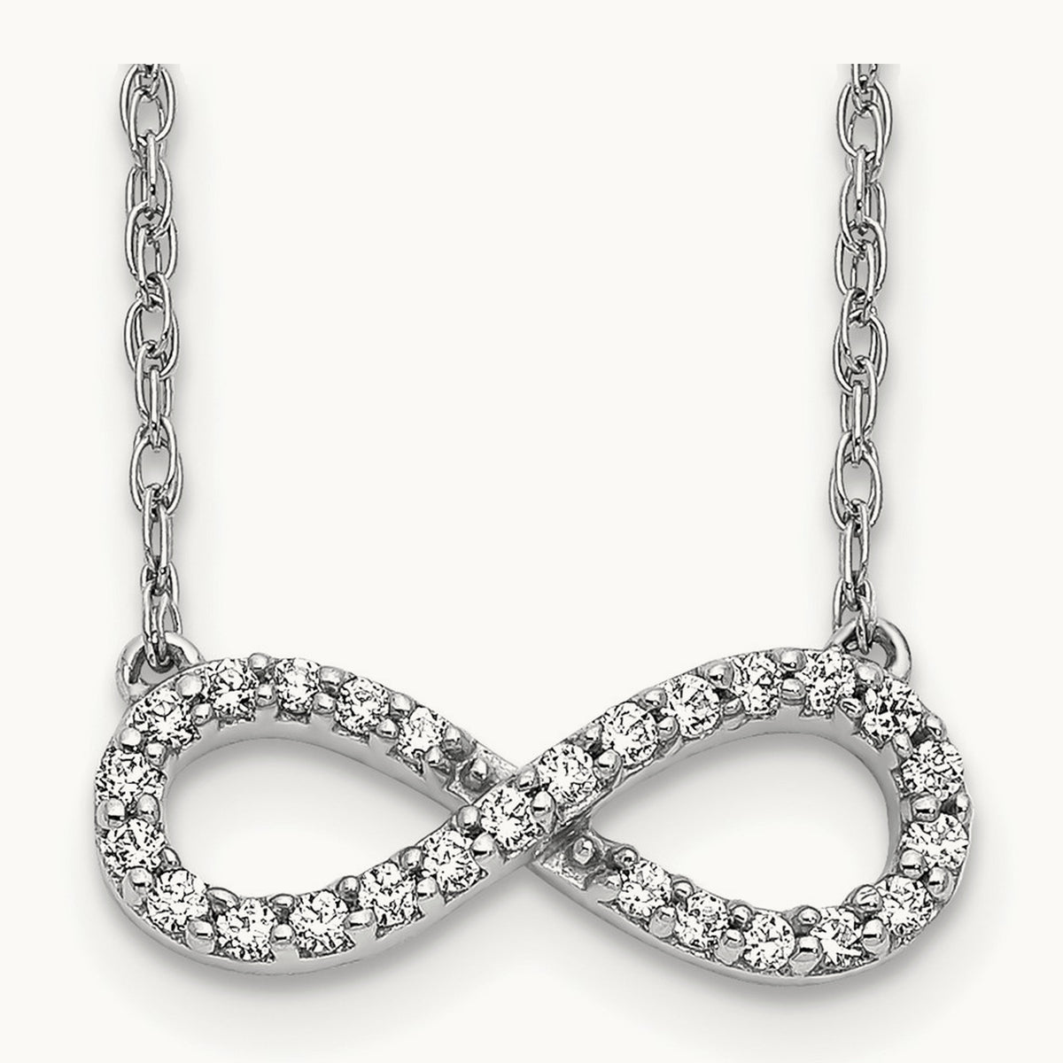 Polished Diamond Infinity Symbol 18 inch Necklace — 14K White Gold