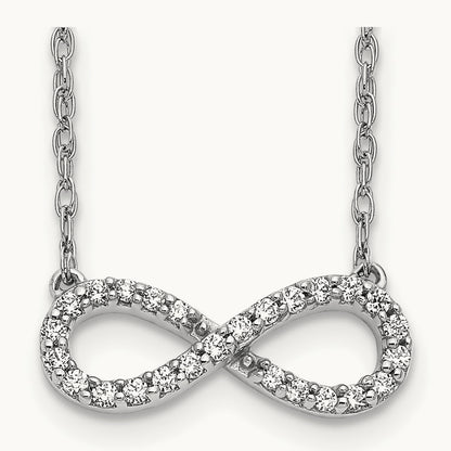 Polished Diamond Infinity Symbol 18 inch Necklace — 14K White Gold