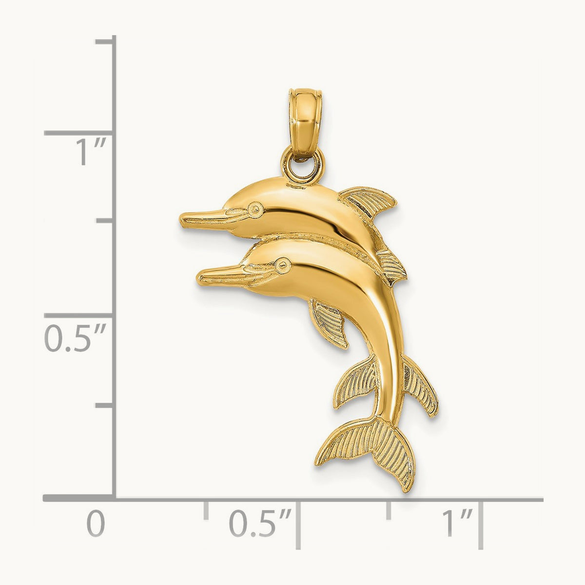 2-D Two Jumping Dolphins Charm, 14K