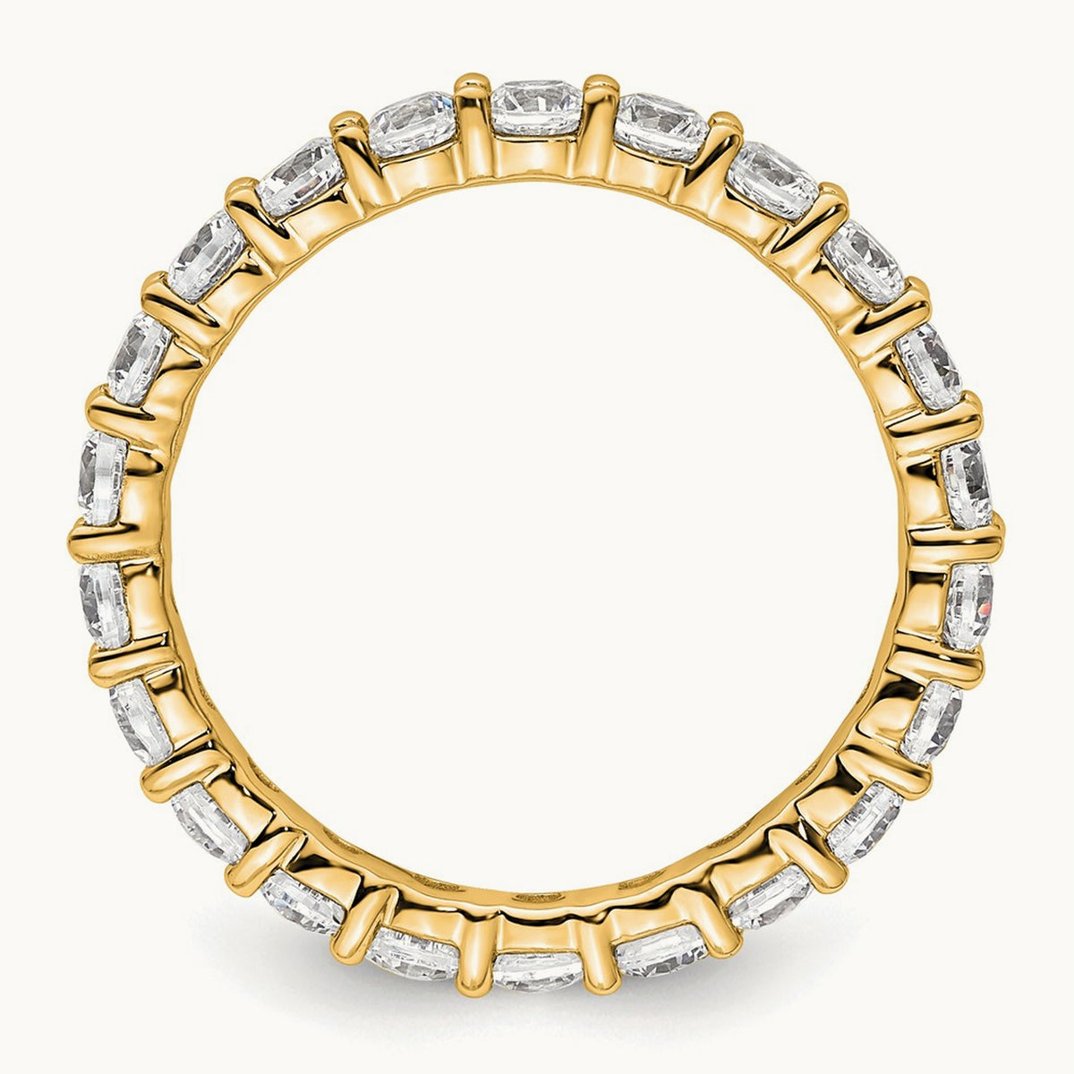 Polished Shared Prong Diamond Eternity Band — 14K Yellow Gold, 1.98 ct