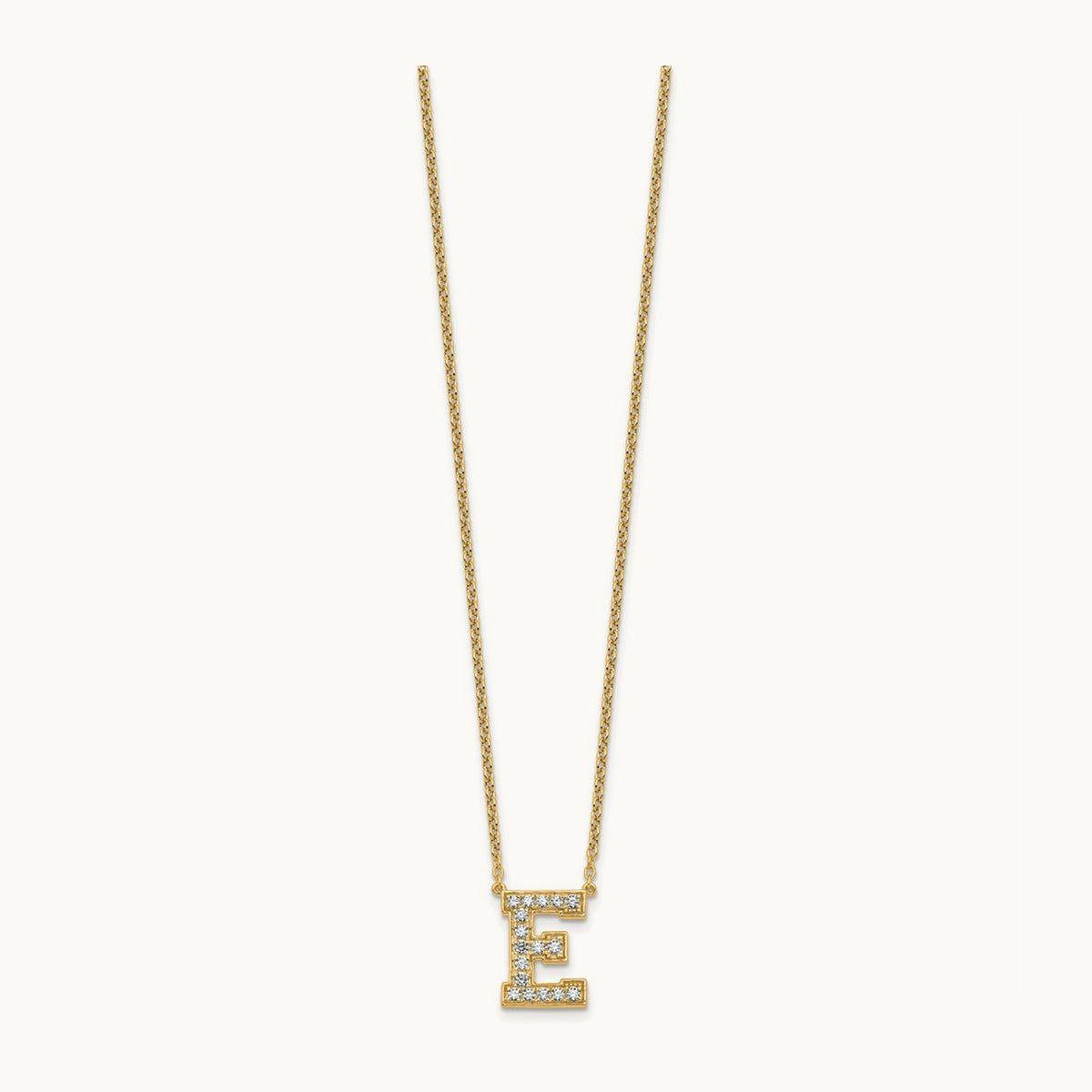 Initial Necklace — 14K Yellow Gold, E, 3/8 ct