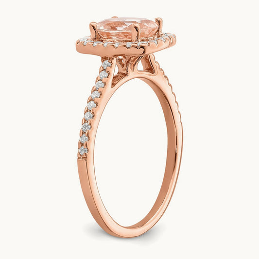 Morganite Halo Engagement Ring, 0.25 ct tw Lab-Grown Diamond