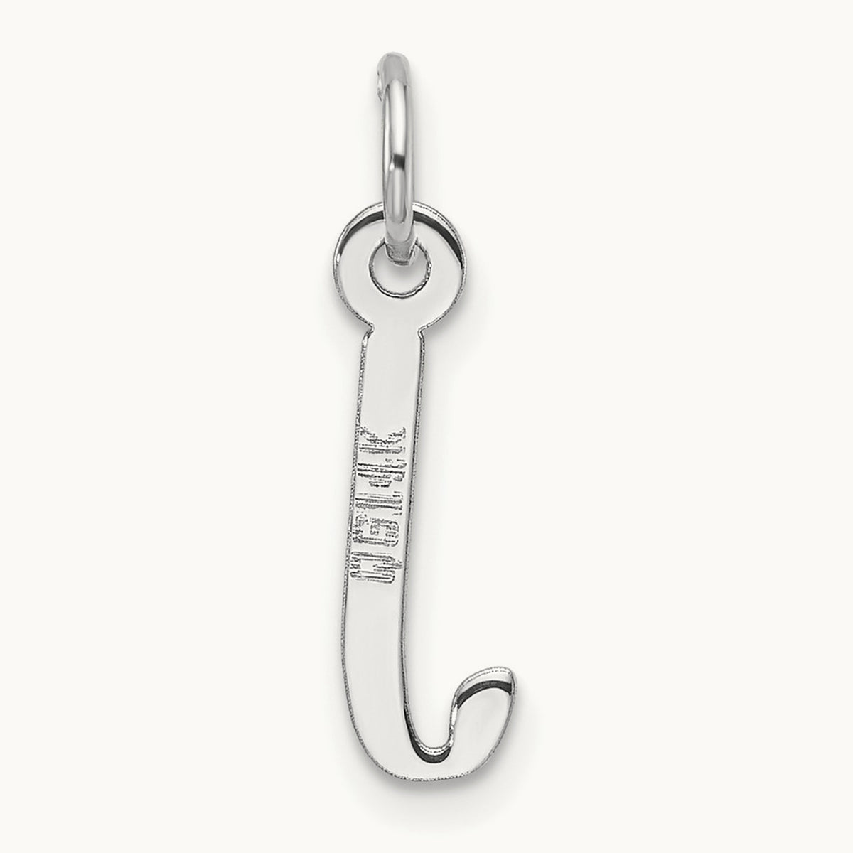 Slanted Block Initial Charm — 14K White Gold, J