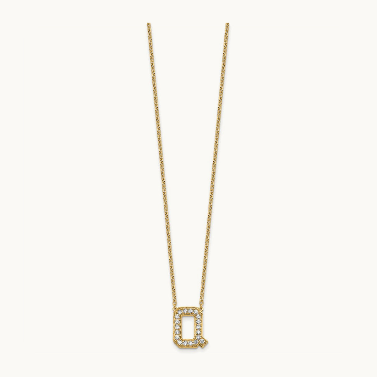 Initial Necklace — 14K Yellow Gold, Q, 3/8 ct