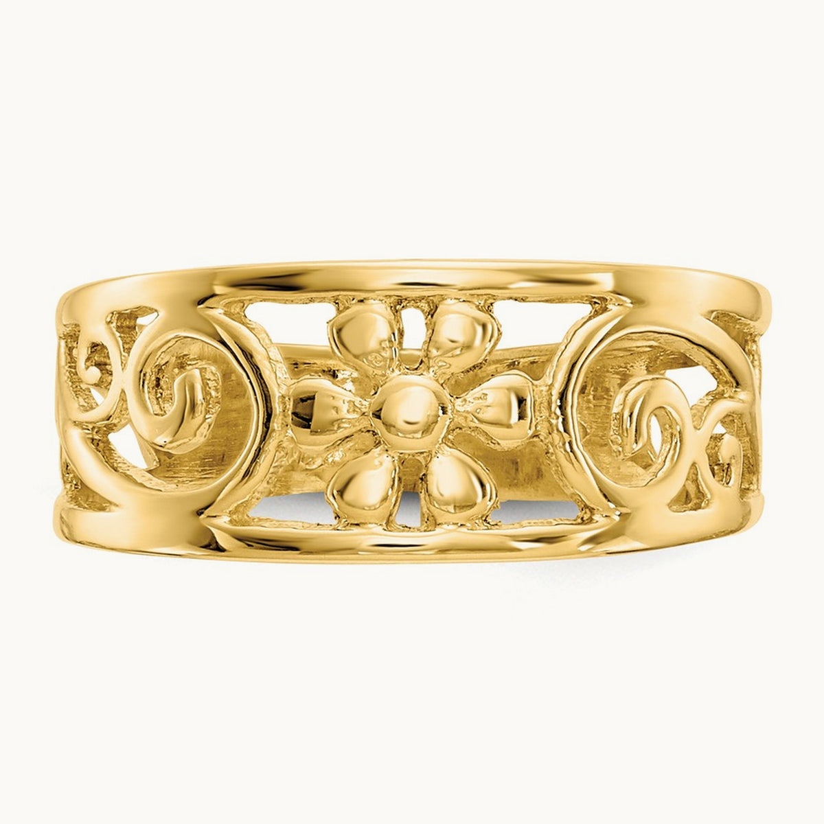 Floral Toe Ring — 14K Yellow Gold