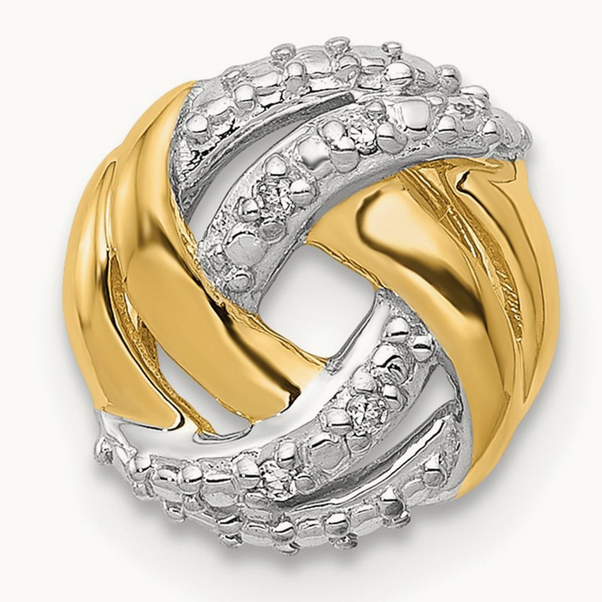 .02ct. Diamond w/Rhodium Accents Round Chain Slide, 14K