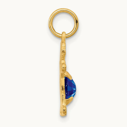 Girl 6x4 Oval Genuine Sapphire-September — 14K Yellow Gold