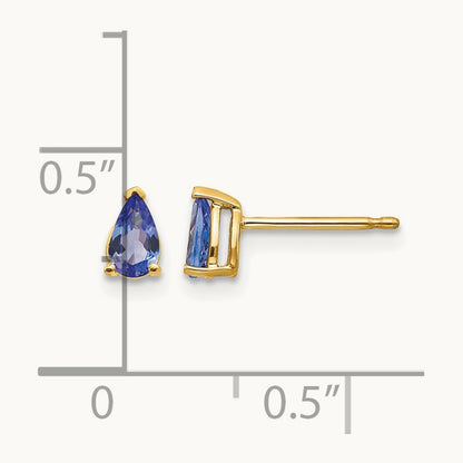 Tanzanite Post Earrings, 14K
