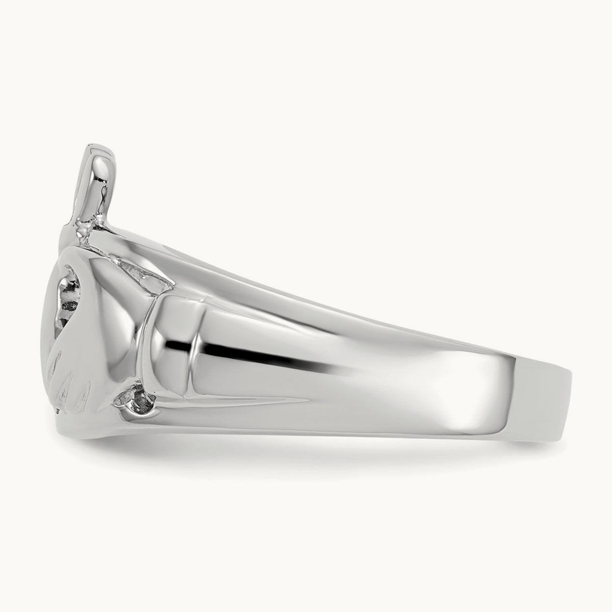 Ladies Claddagh Ring, 14K White Gold