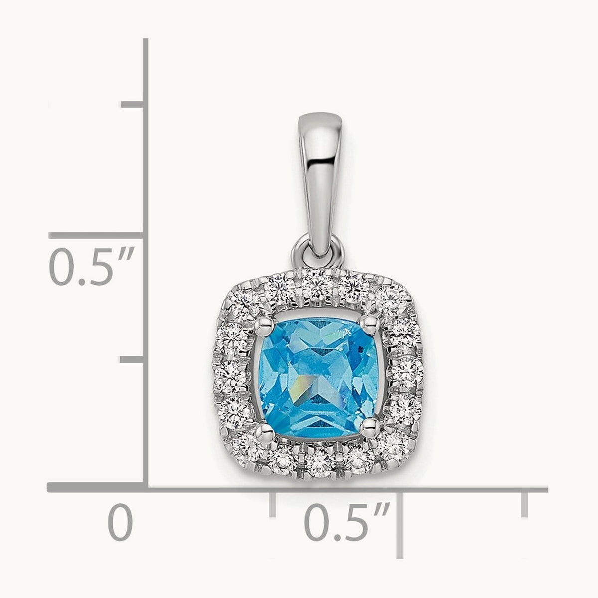 Dec Birthstone Blue Topaz Halo Pendant, 0.25 ct tw Lab-Grown Diamond