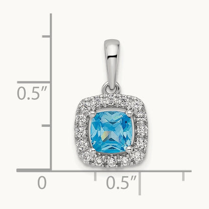 Dec Birthstone Blue Topaz Halo Pendant, 0.25 ct tw Lab-Grown Diamond