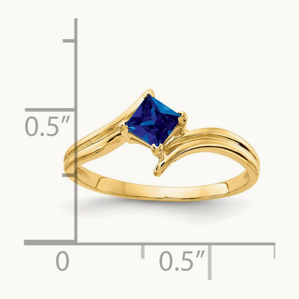 Princess Cut Sapphire ring, 4mm, 14K