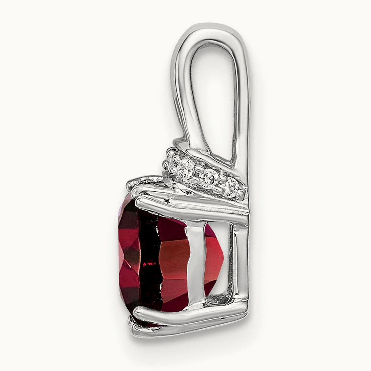 Cushion Garnet and Diamond Pendant — photo set